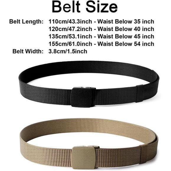 Nylon Military Tactical Men Belt 2 Pack Webbing Canvas Outdoor Web Belt - Picture 2 of 6